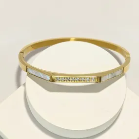 18k Gold Plated Cubic Zirconia and Mother of Pearls Stylish Bracelet