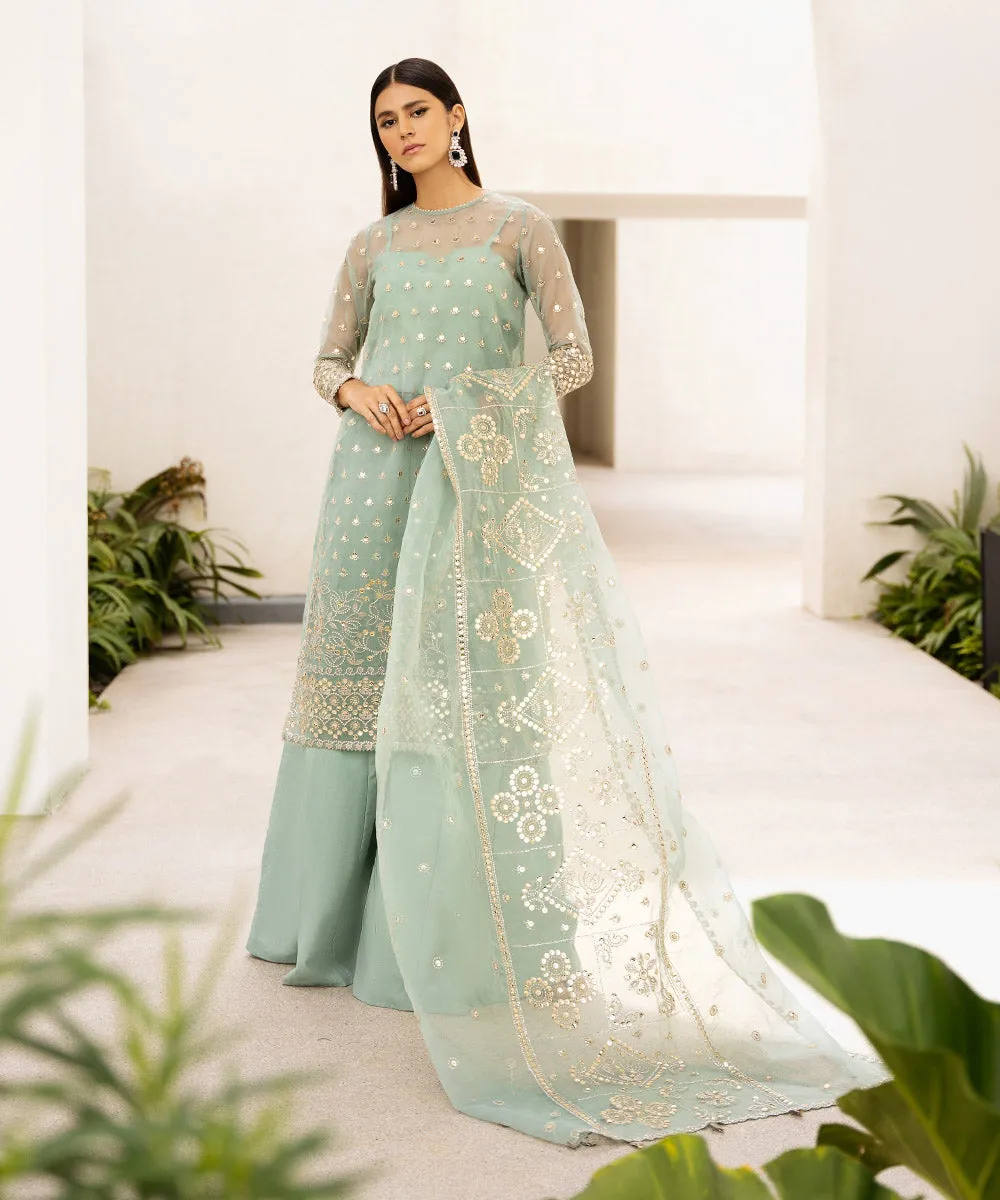 3 Piece -  Embroidered Organza Suit