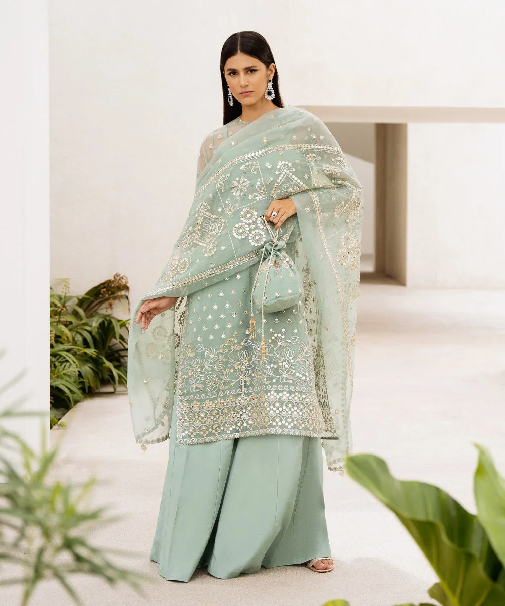 3 Piece -  Embroidered Organza Suit