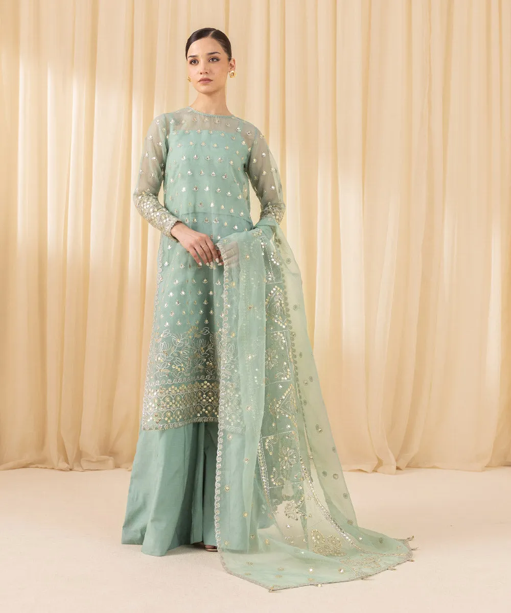 3 Piece -  Embroidered Organza Suit