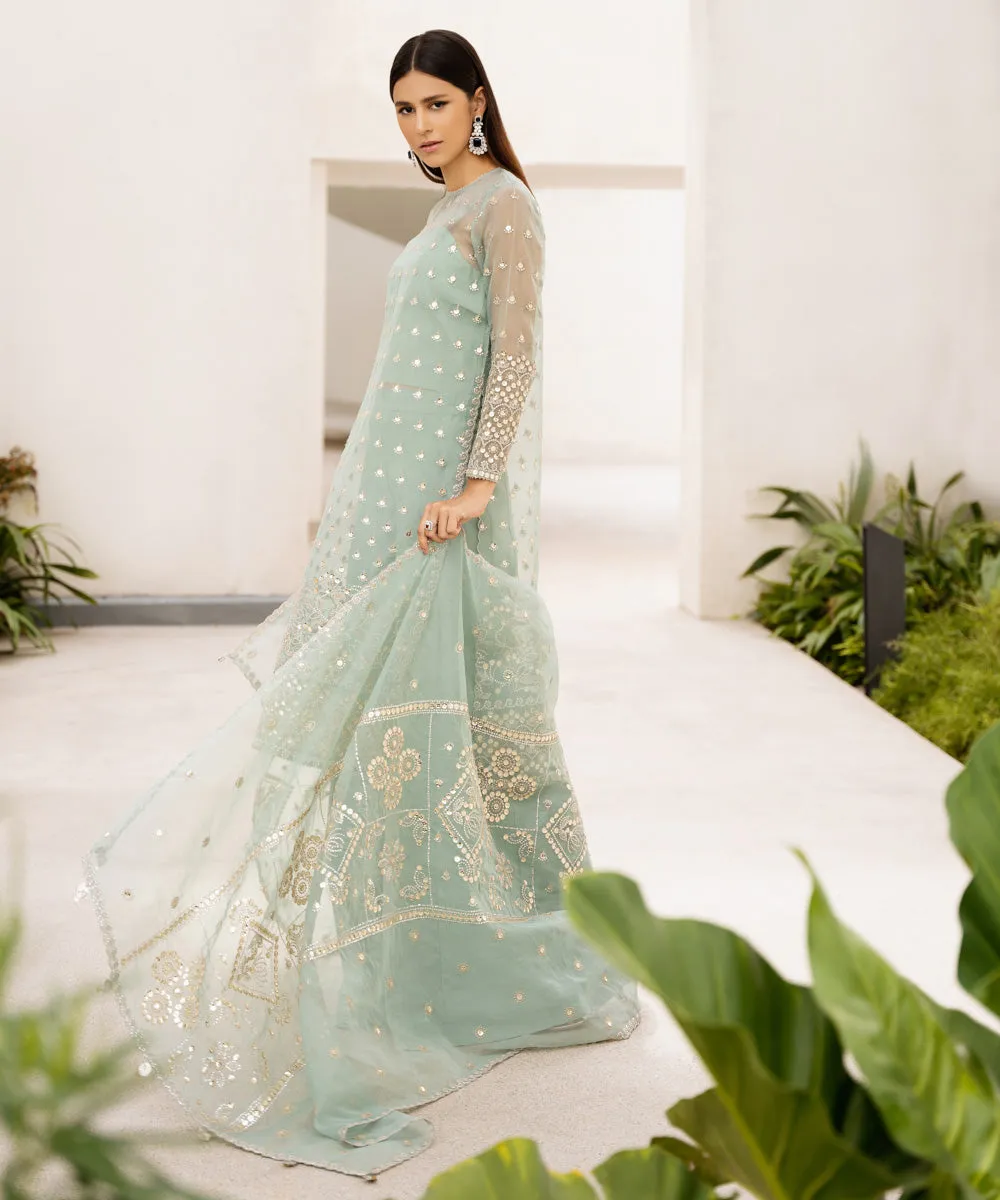 3 Piece -  Embroidered Organza Suit