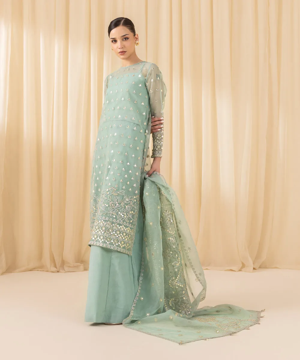 3 Piece -  Embroidered Organza Suit