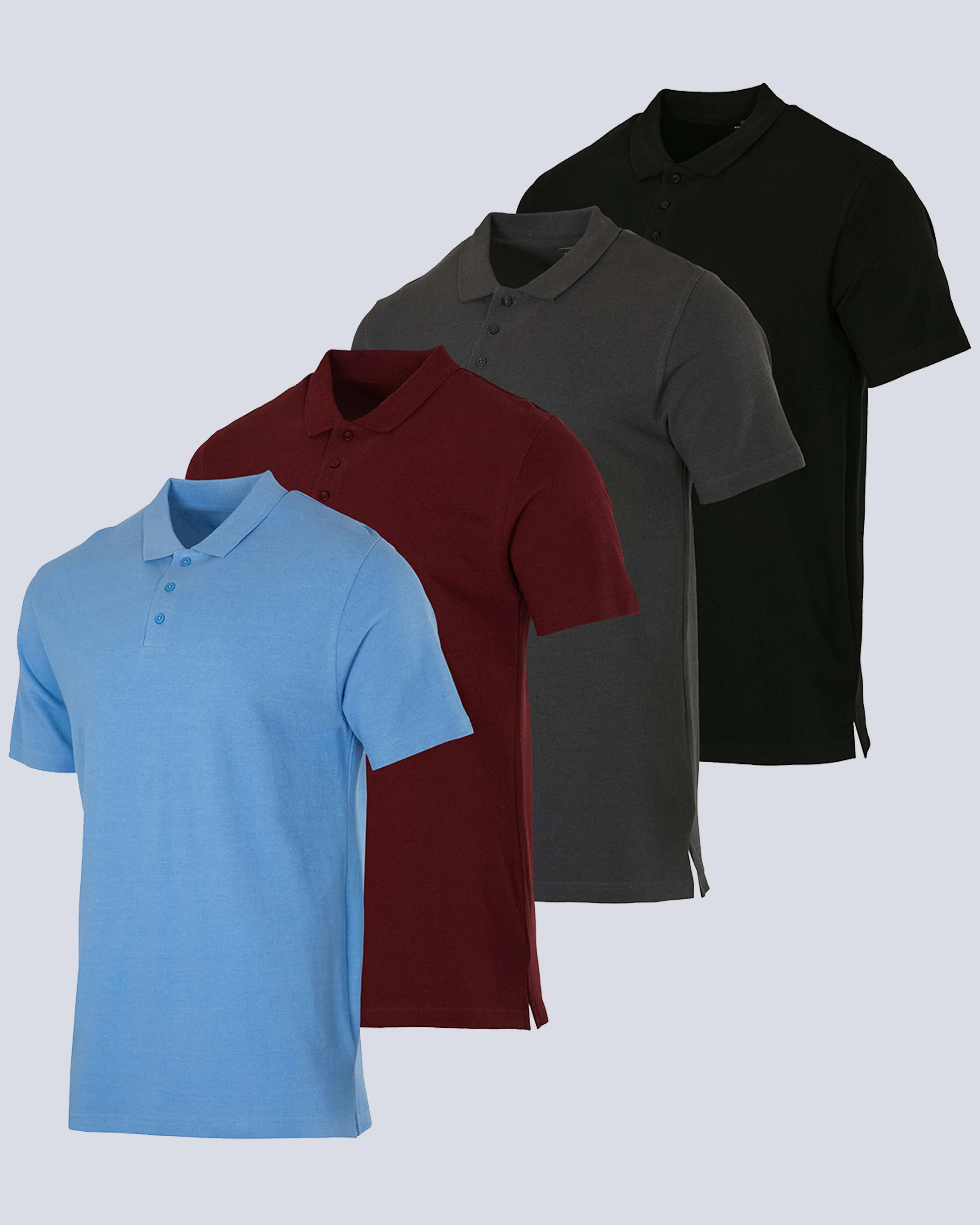 4 Pack: Men's Cotton Pique Short Sleeve Polo Shirt - Performance Polo (Available In Big & Tall)