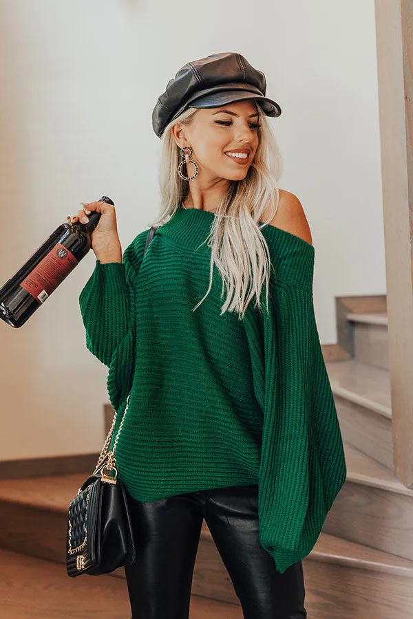 All The Feels Off Shoulder Sweater In Green
