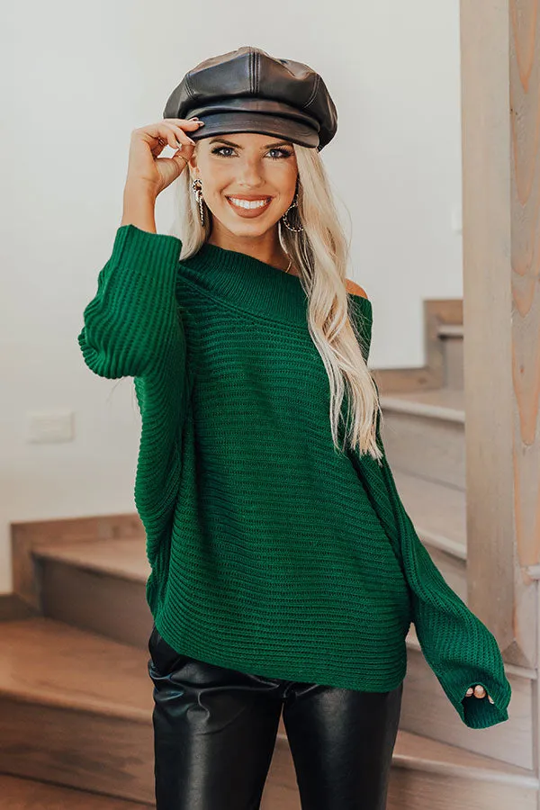 All The Feels Off Shoulder Sweater In Green