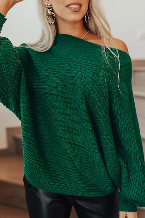 All The Feels Off Shoulder Sweater In Green