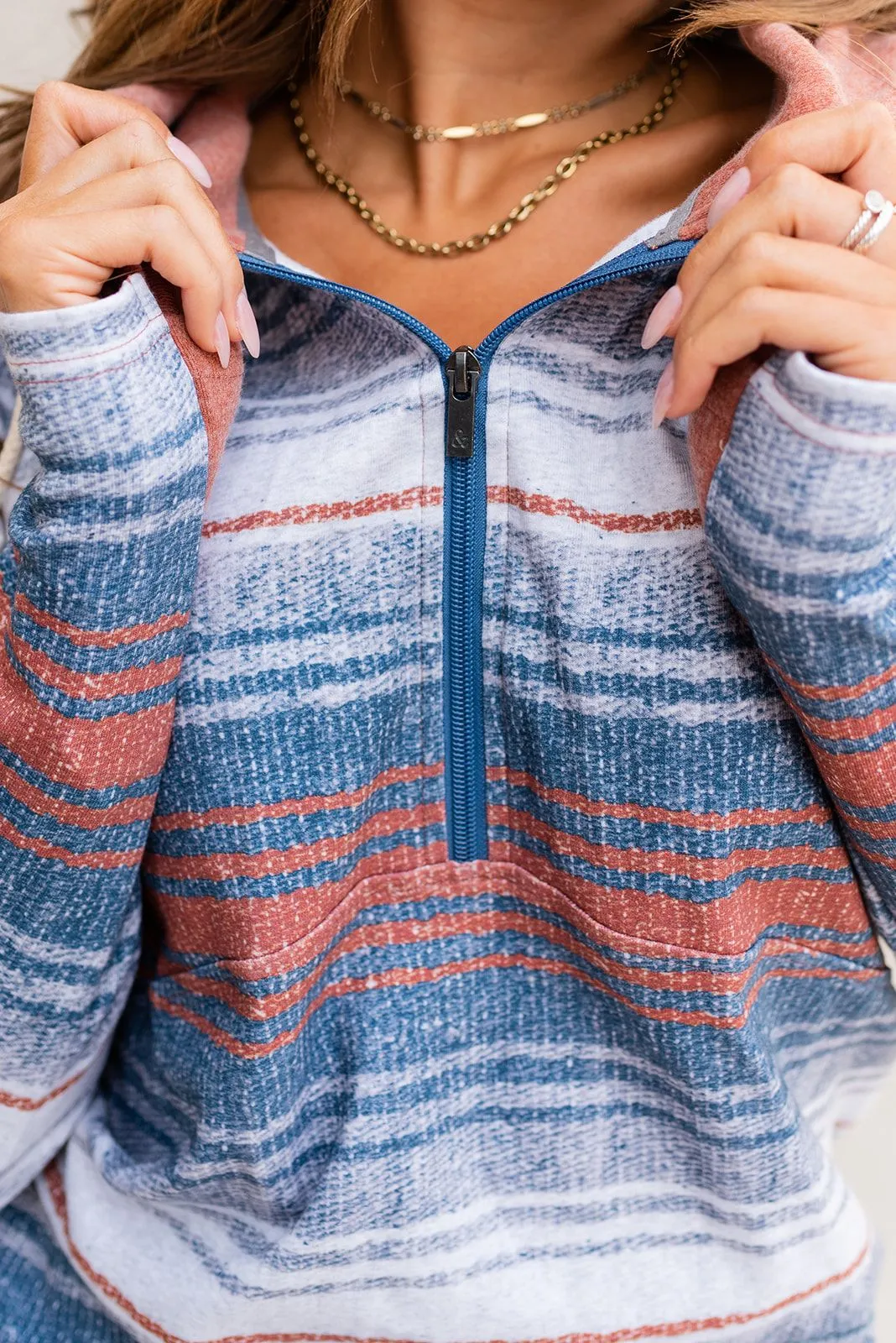 Ampersand Avenue Serape Sapphire Half Zip Hoodie