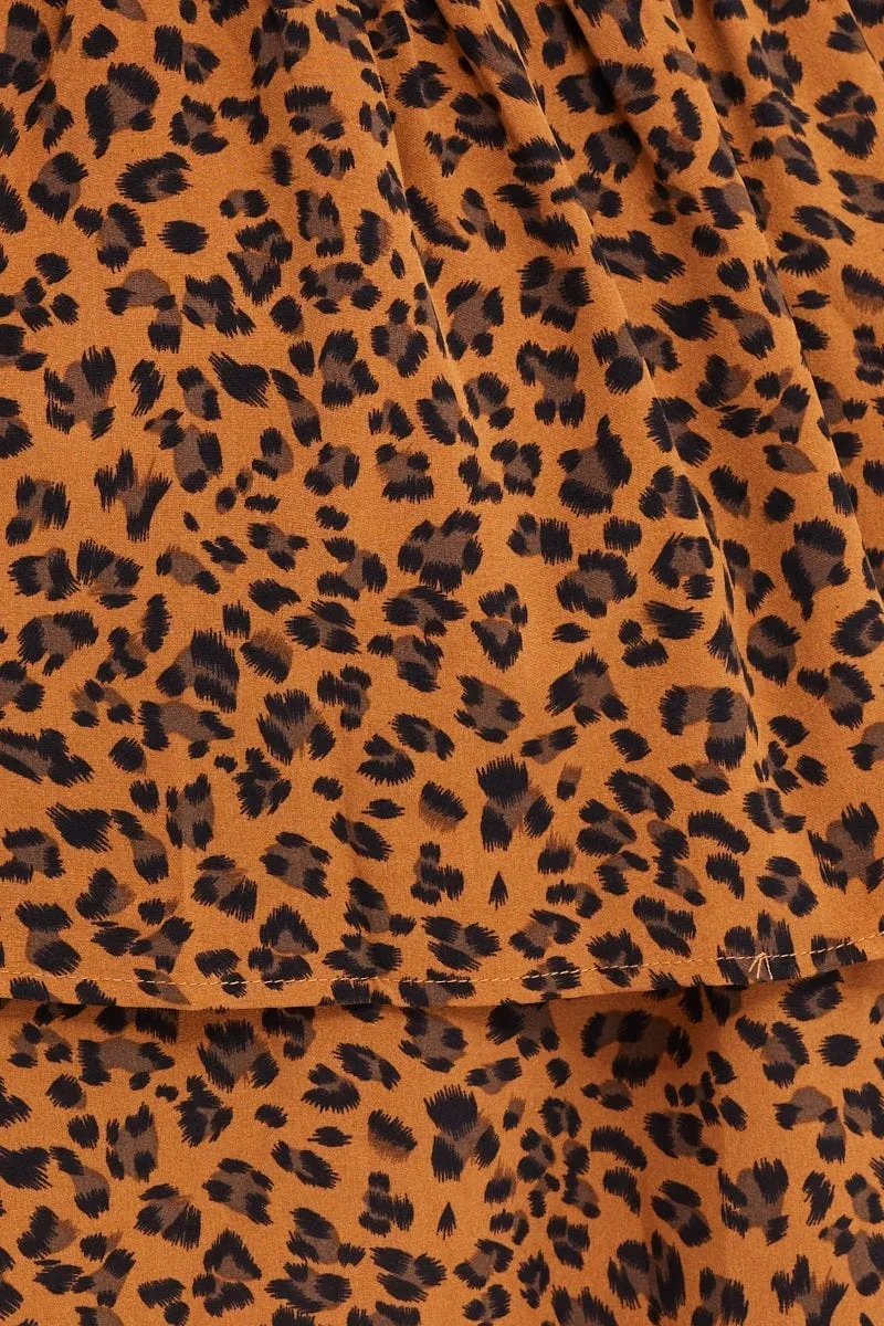 Animal Print Skater Dress V-neck Long Sleeve
