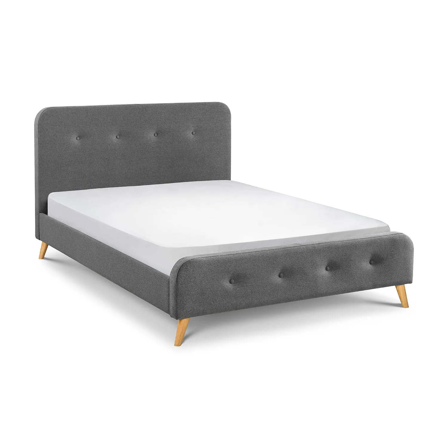 Astrid Curved Retro Buttoned Grey Fabric Bed