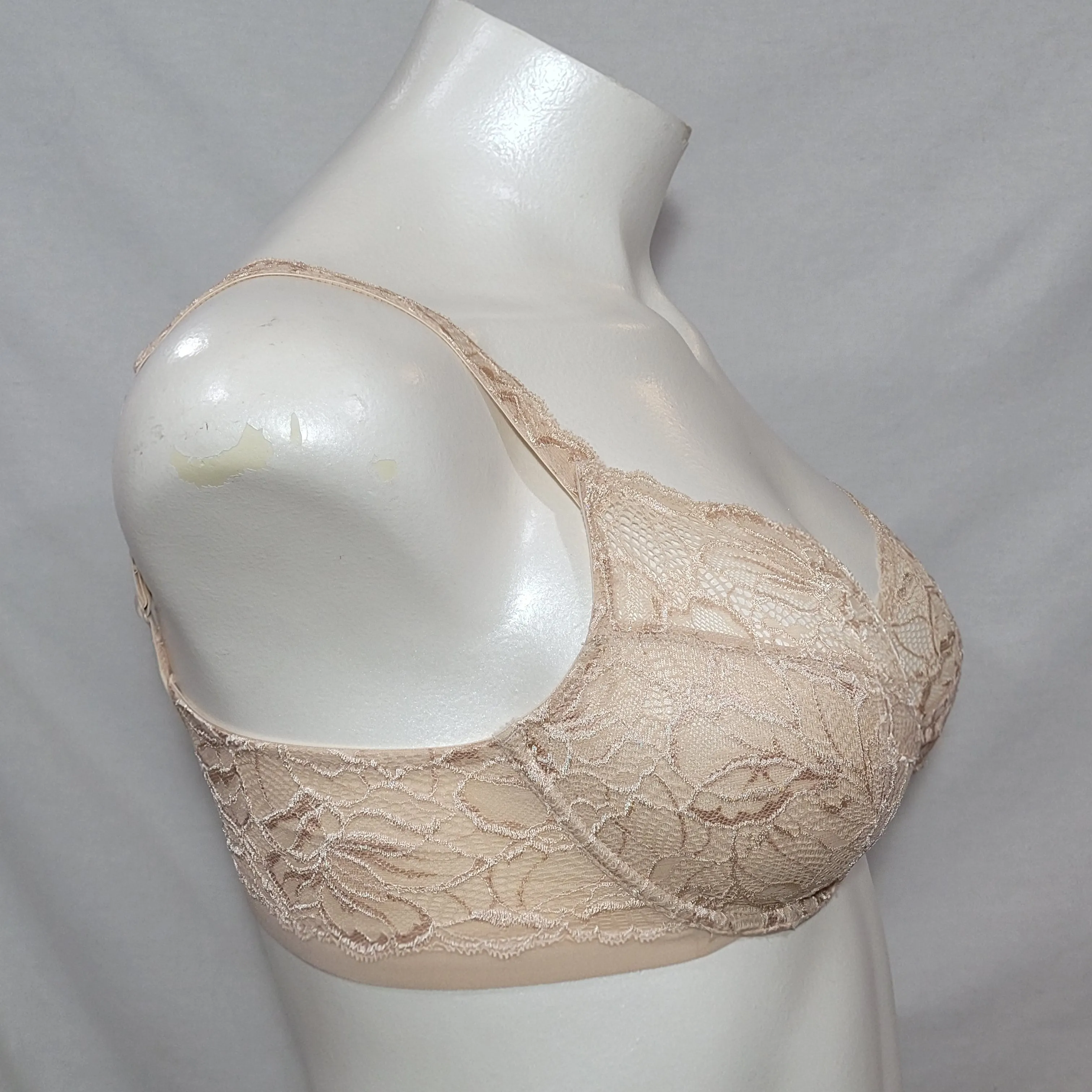 Bali 6543 Semi Sheer Lace Desire No-Foam Underwire Bra 36DD Nude NWT