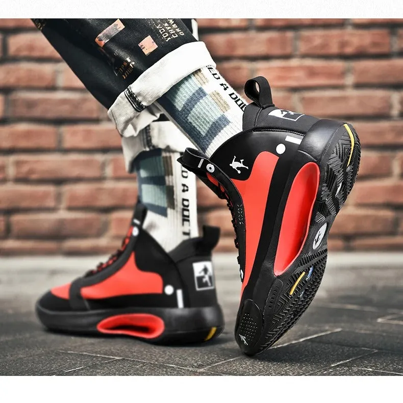 Basketball Shoes Lace-Up High Top Men's Retro Basketball Breathable Sneakers | AJ34