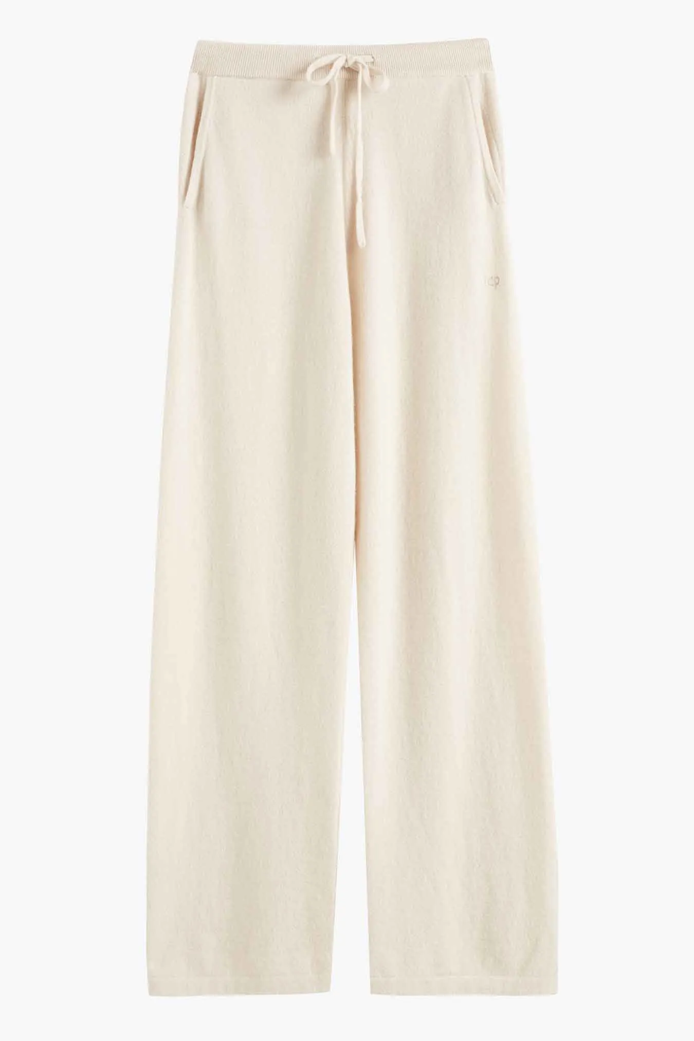 Bone Cashmere Wide-Leg Pants
