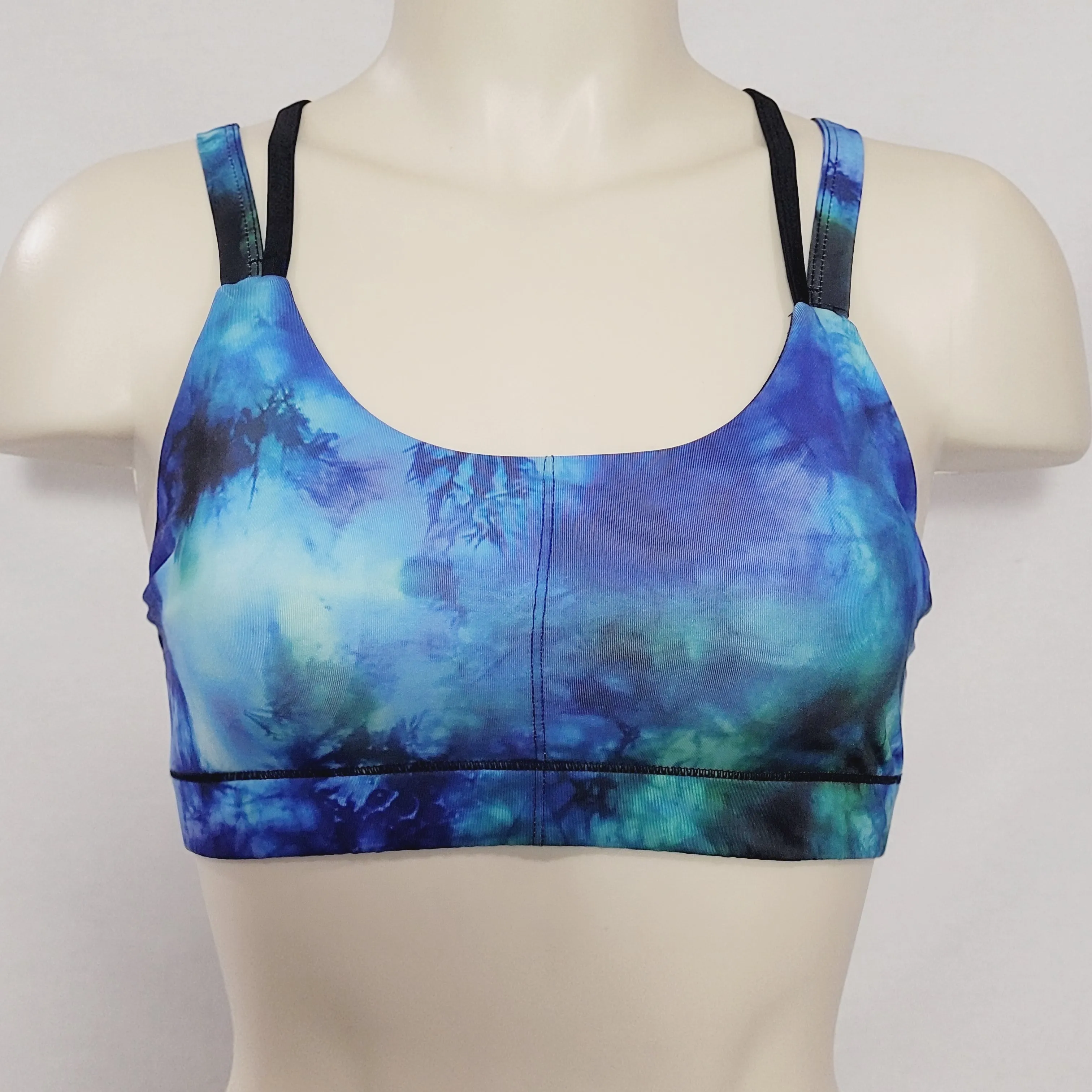 Champion N9629 Power Shape Wire Free Strappy Sports Bra MEDIUM Blue Multi