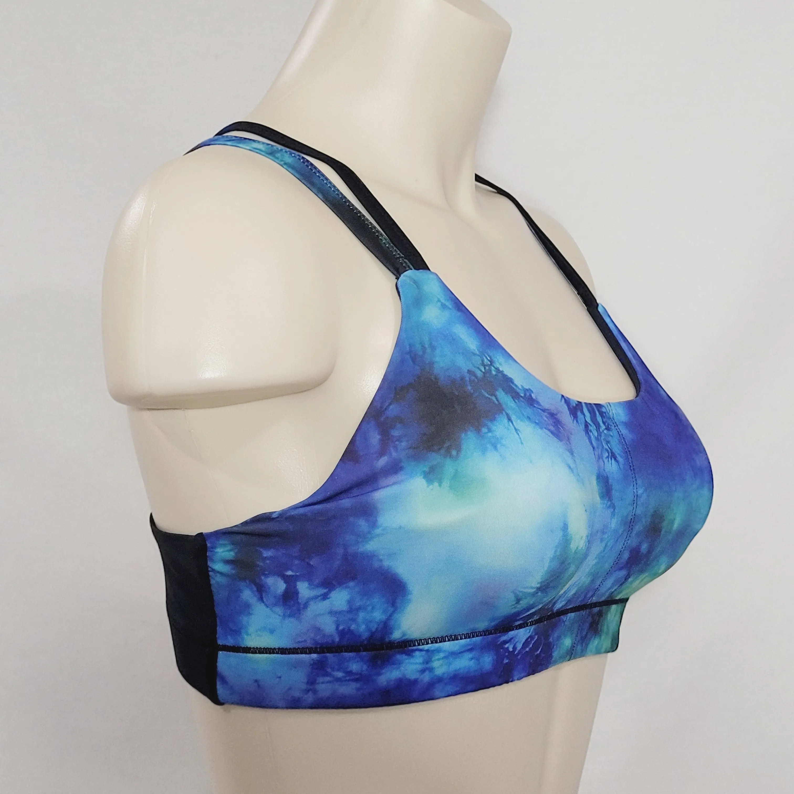 Champion N9629 Power Shape Wire Free Strappy Sports Bra MEDIUM Blue Multi