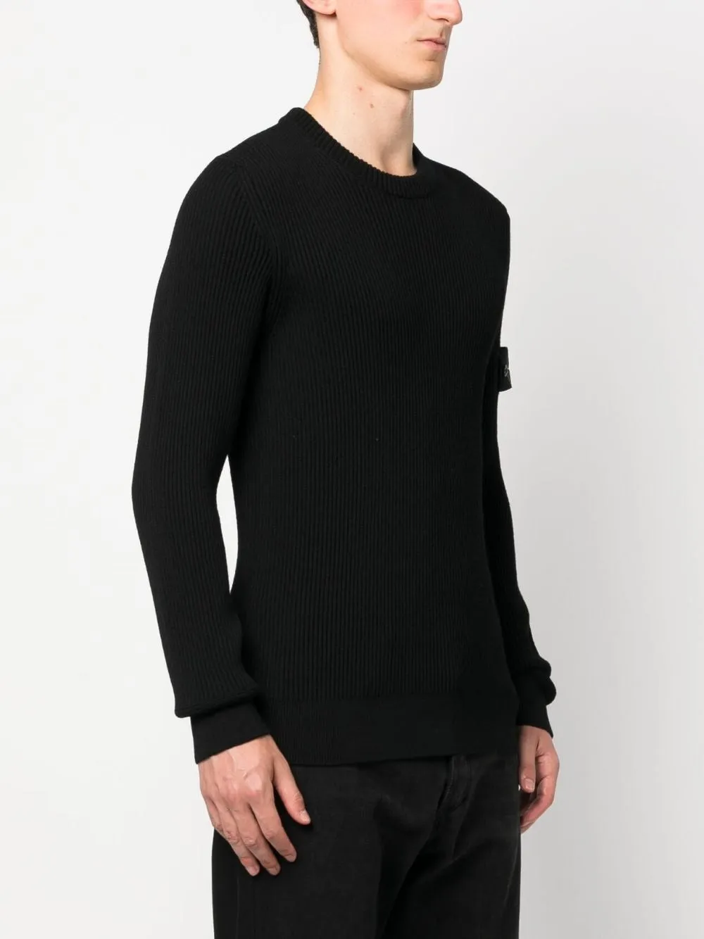 COMPASS-MOTIF RIBBED-KNIT JUMPER