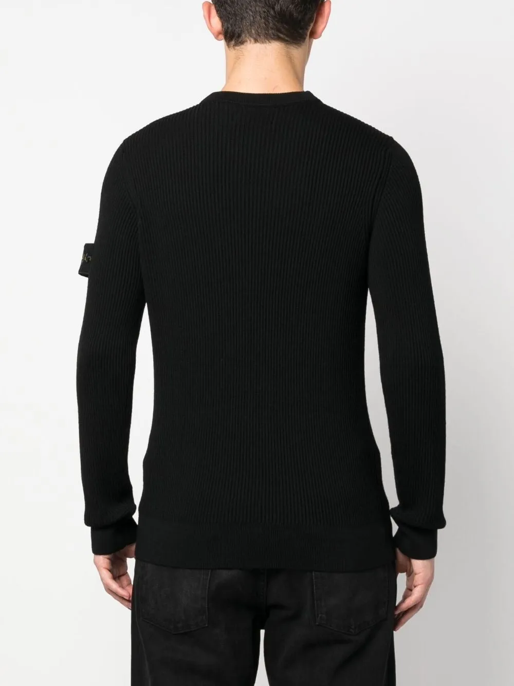 COMPASS-MOTIF RIBBED-KNIT JUMPER