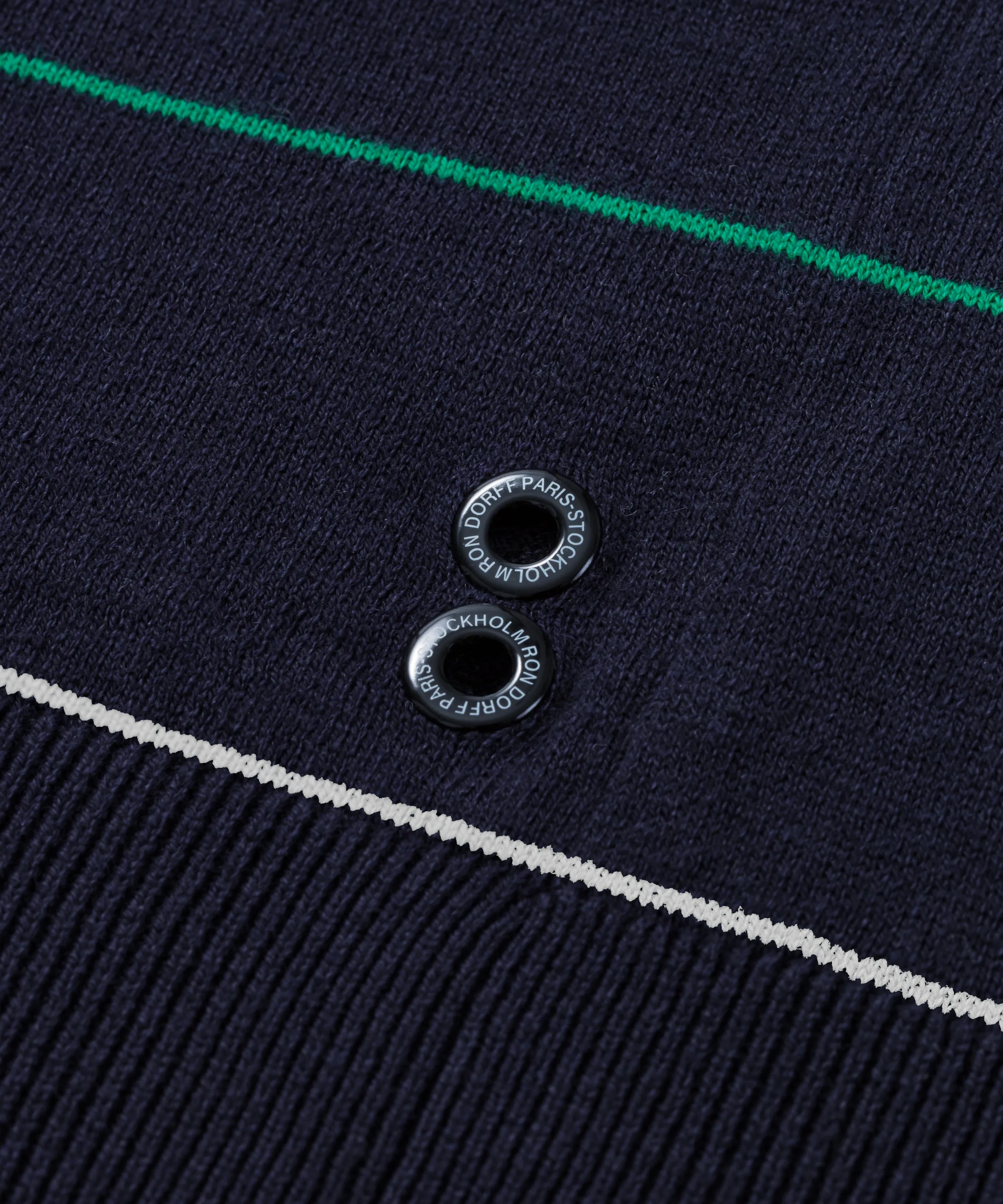 Cotton-Silk Cashmere Sweater w. Tennis Stripes: Navy