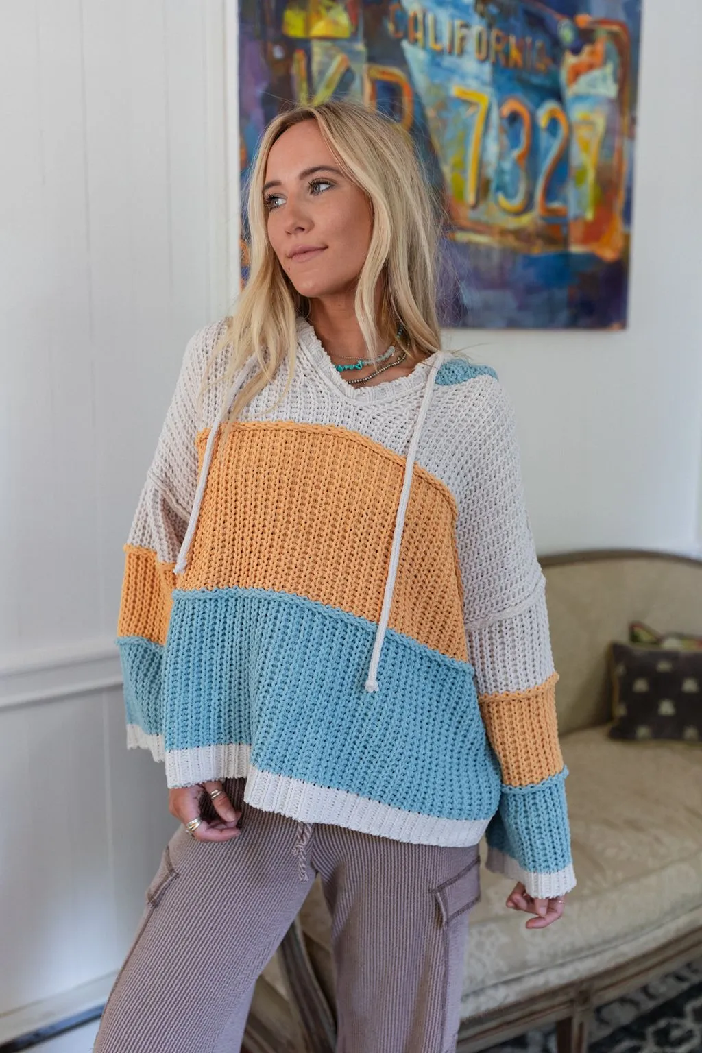 Day Off Hoodie Sweater - Blue