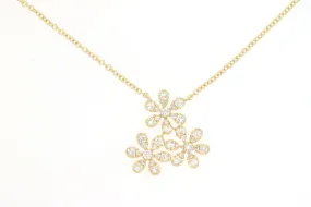 Diamond Accented Triple Flower Design Pendant