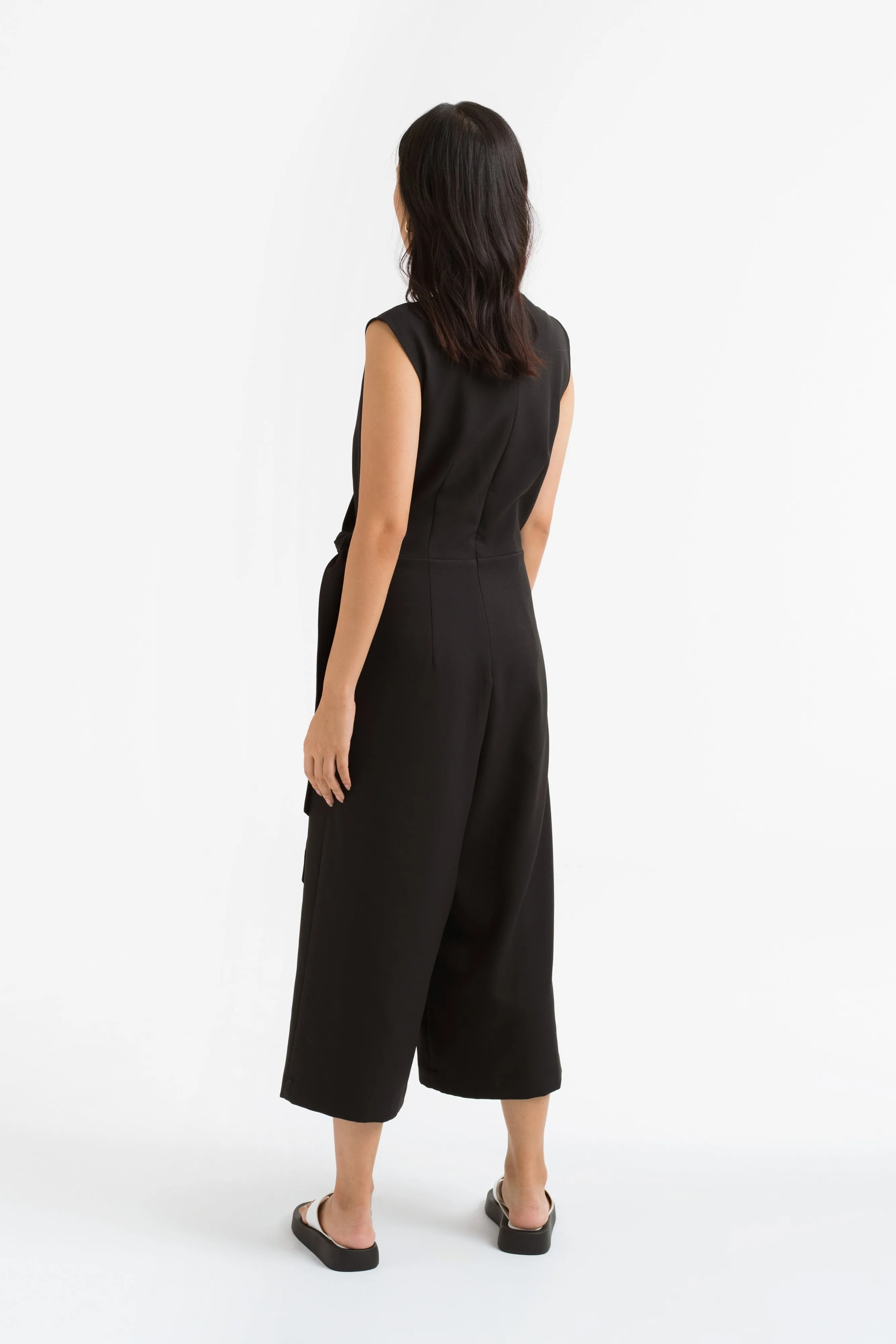 Donina Tie-front Jumpsuit in Black
