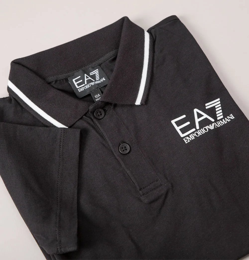 EA7 Core Stripe Collar Polo Shirt Black