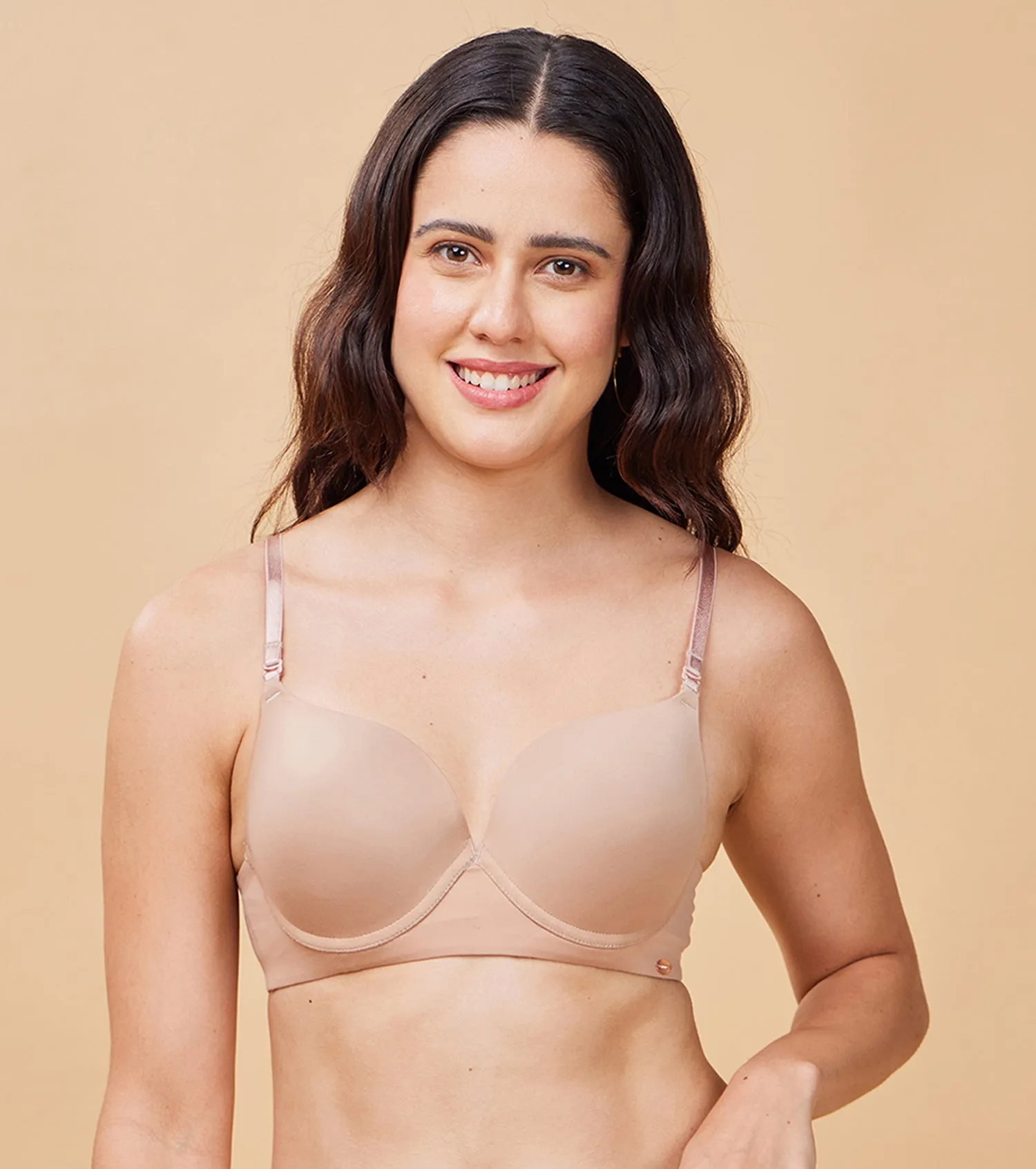 Enamor Body Transform F114 Air Brush Multiway Plunge Push-Up Bra for Women- Medium Coverage, Padded and Wired