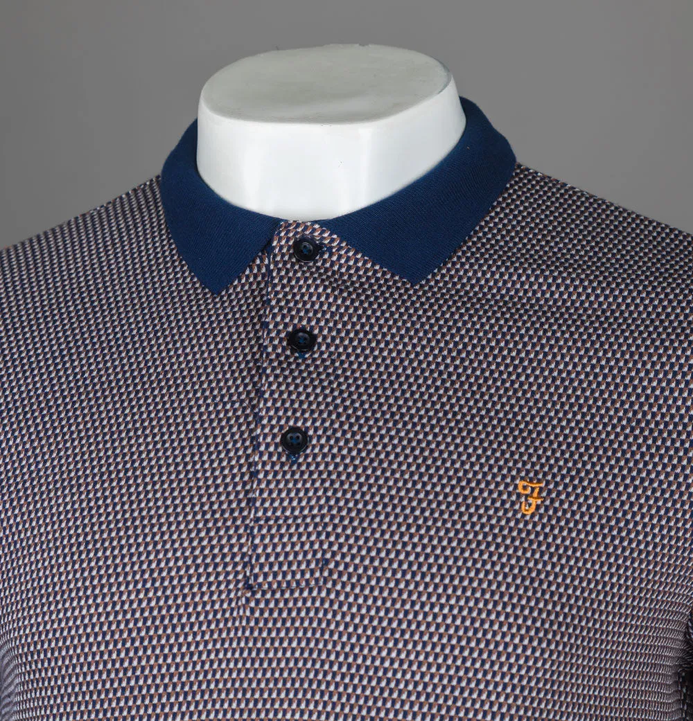 Farah Camden Jacquard Polo Shirt Navy