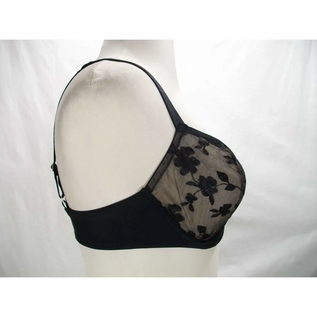 Felina 190013 Sabrina Semi Sheer Lace Demi Underwire Bra 32DD Black