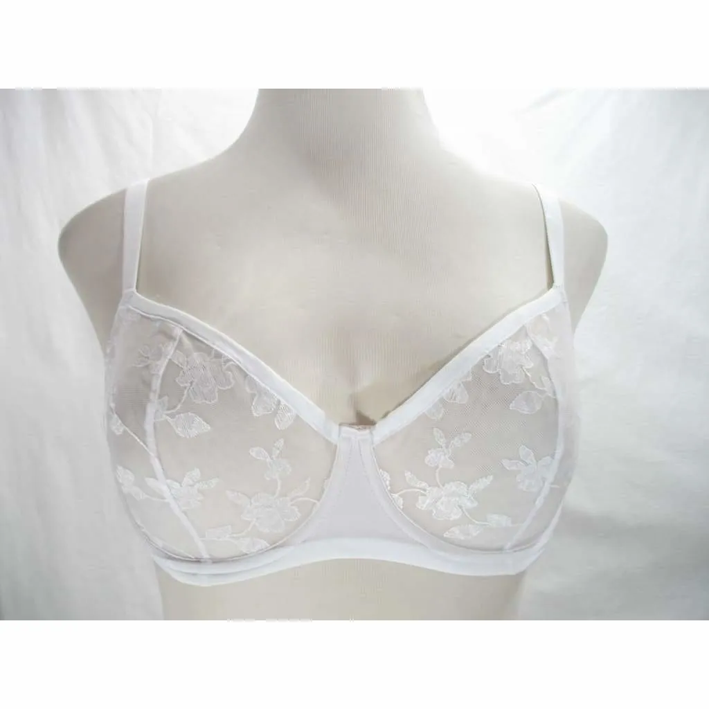 Felina 190013 Sabrina Semi Sheer Lace Demi Underwire Bra 38DDD White
