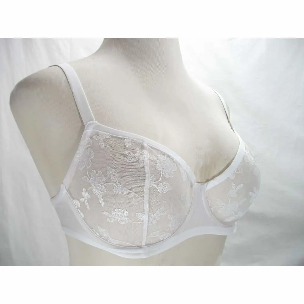 Felina 190013 Sabrina Semi Sheer Lace Demi Underwire Bra 38DDD White