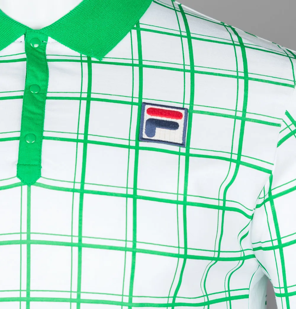 Fila Vintage Bobby Check Polo Shirt White/Jelly Bean Green