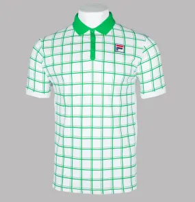Fila Vintage Bobby Check Polo Shirt White/Jelly Bean Green
