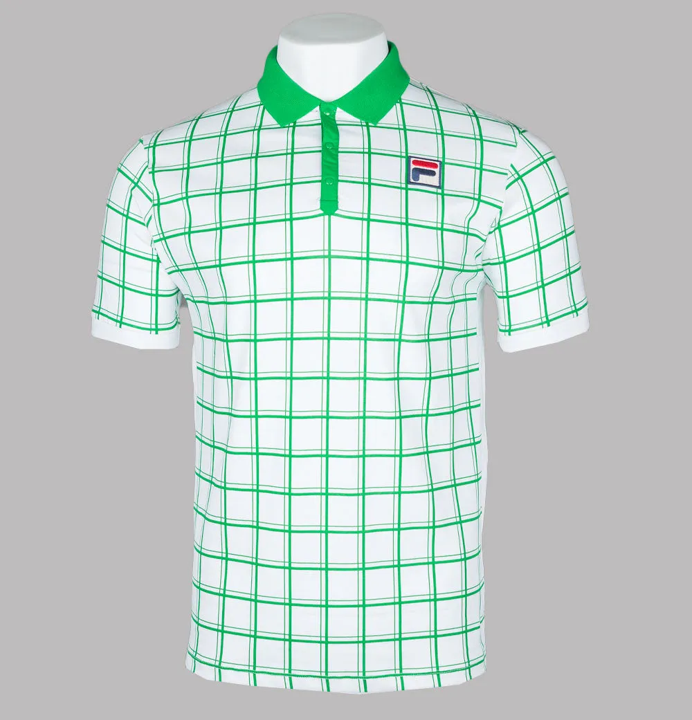 Fila Vintage Bobby Check Polo Shirt White/Jelly Bean Green