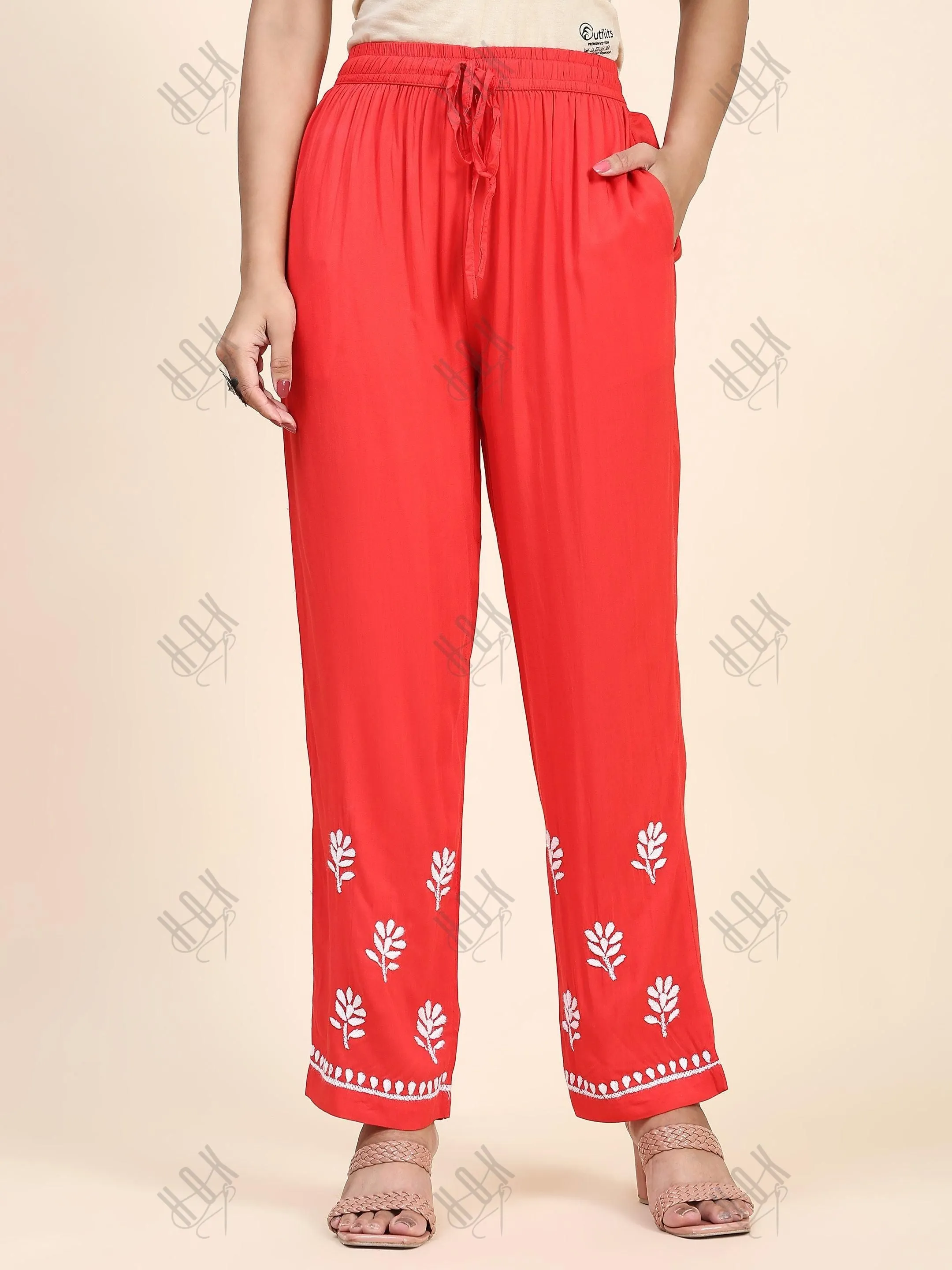 Fizaa Chikankari  Long Modal Kurta Set - RED