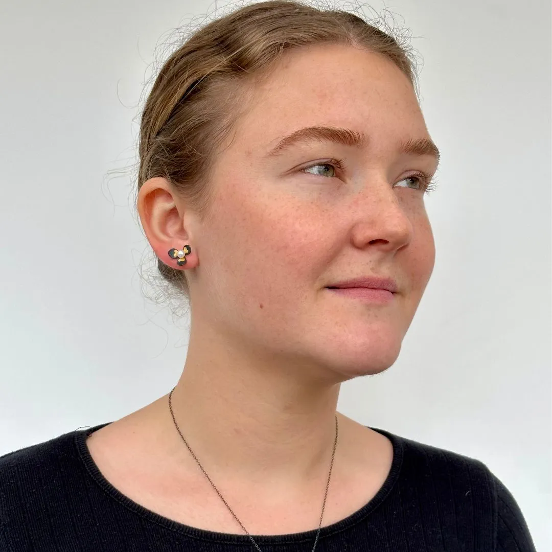 Flower Petal Earrings with Pearl