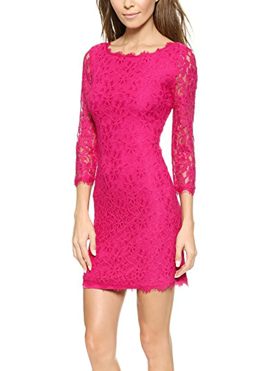 Fuchsia Zarita Lace Mini Dress