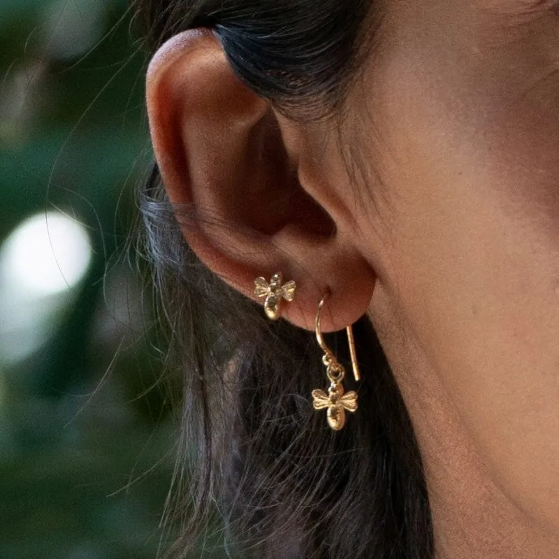 Gold Plated Bee Hook Earrings