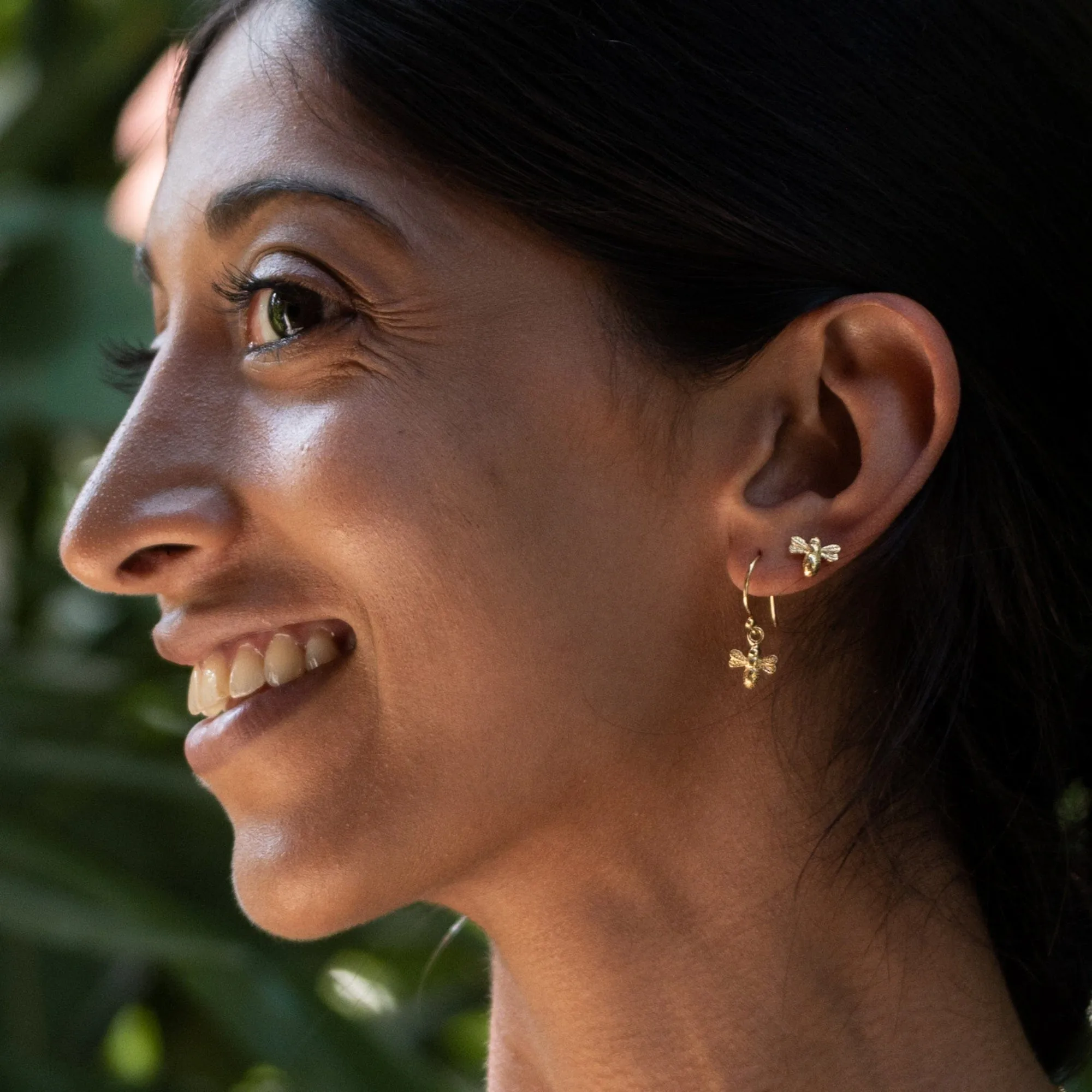 Gold Plated Bee Hook Earrings