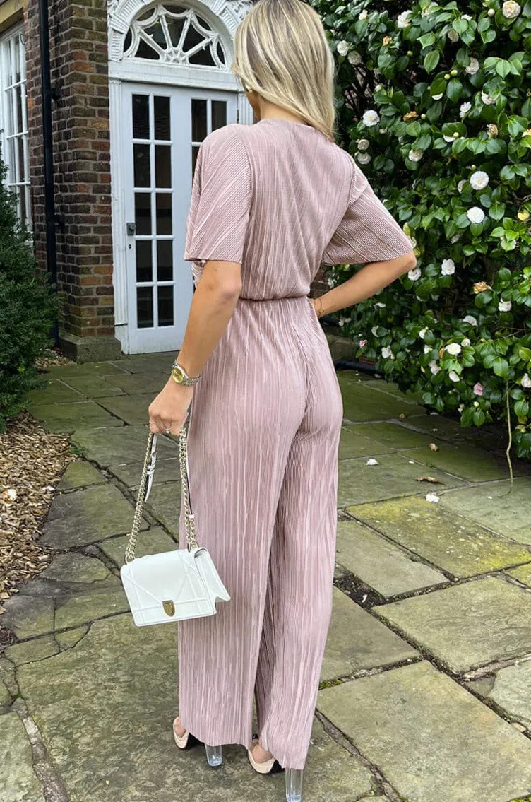 Gretha Taupe Plisse Jumpsuit