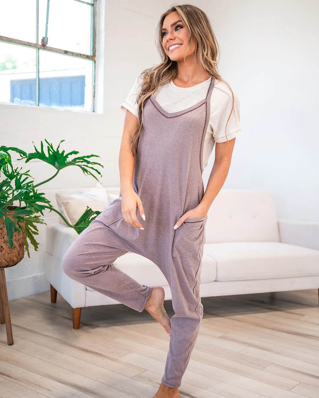 Heather Mocha Knit Jumpsuit FINAL SALE
