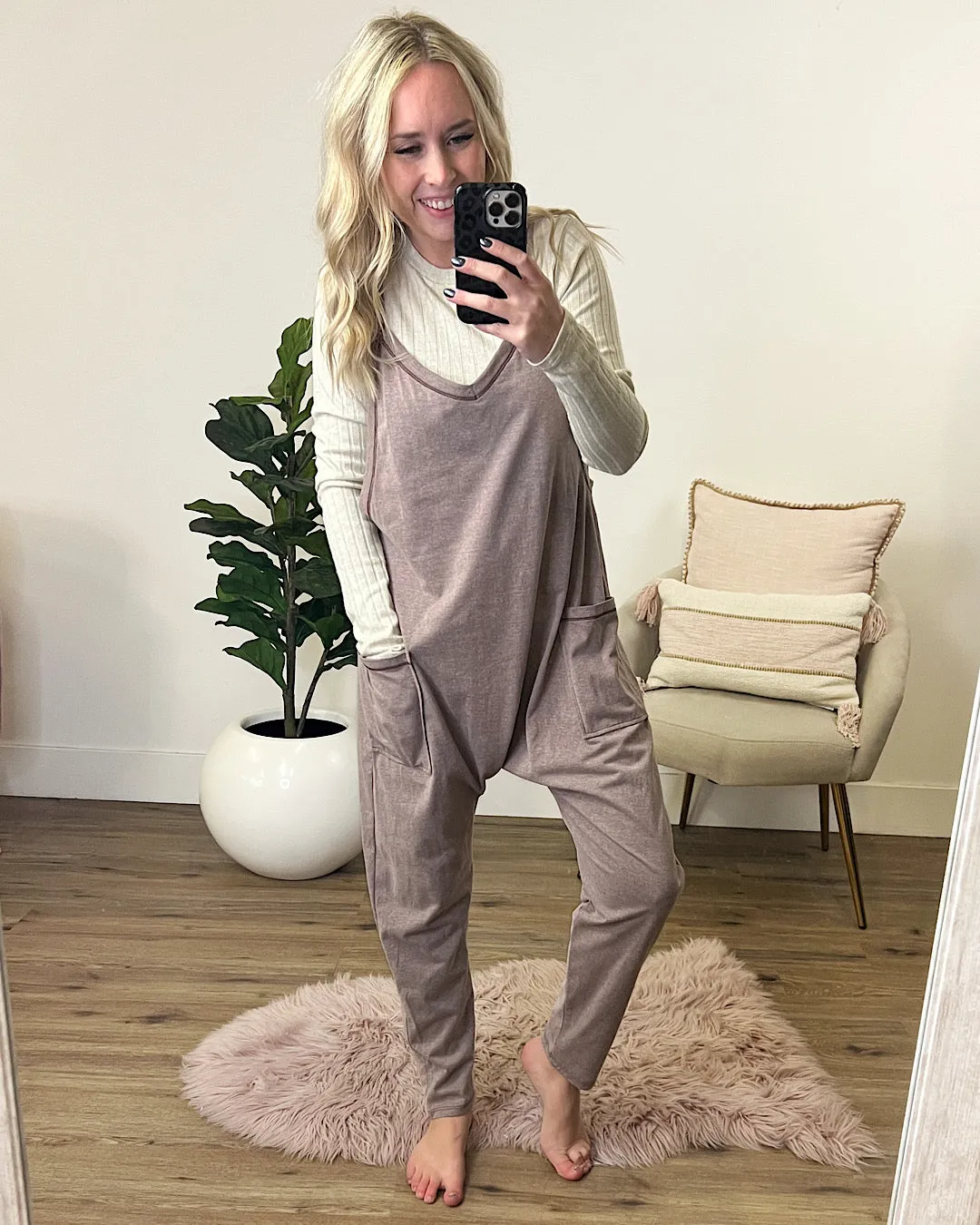 Heather Mocha Knit Jumpsuit FINAL SALE