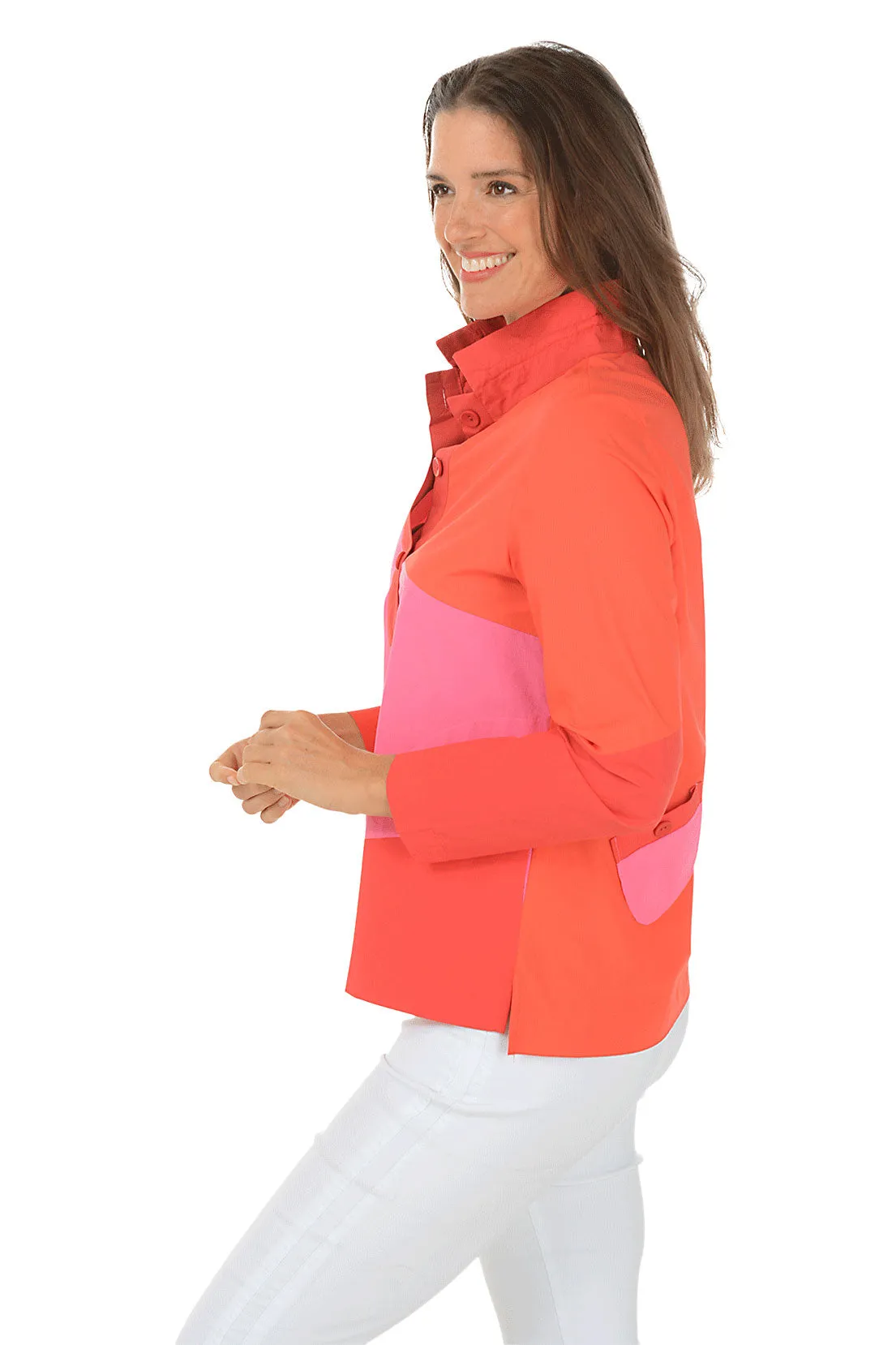 Hot Chili Color Block Shirt Jacket