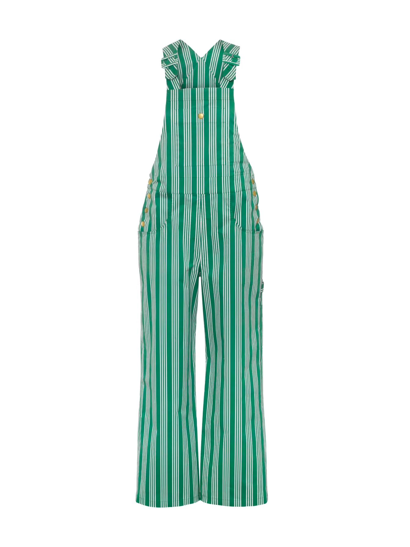 Jess Green Stripe Print Cotton Dungarees