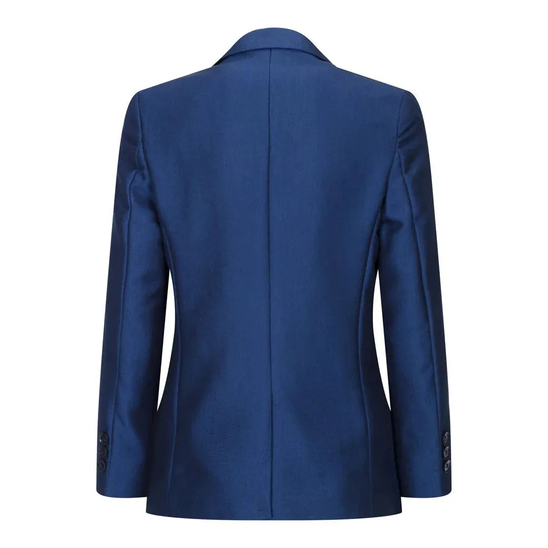 kingsley - Men's Boys 3 Piece Shiny Blue Wedding Prom Party Suit