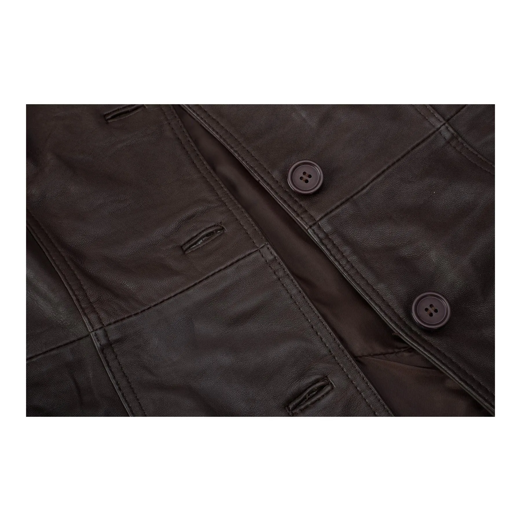 Ladies Women Real Leather Mid Length Blazer Style Retro Jacket