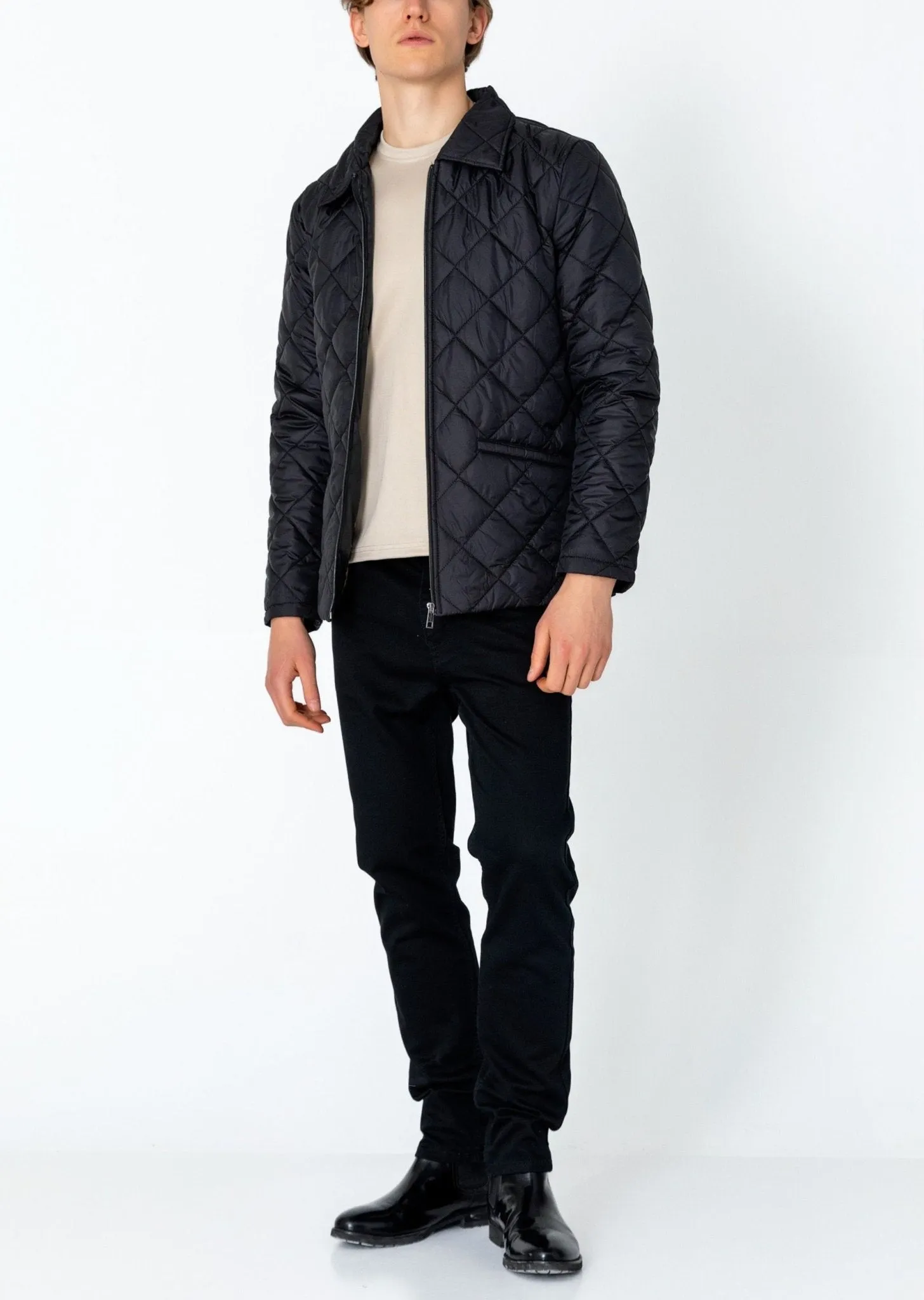Light Padded Zipper Closure Jacket - Black