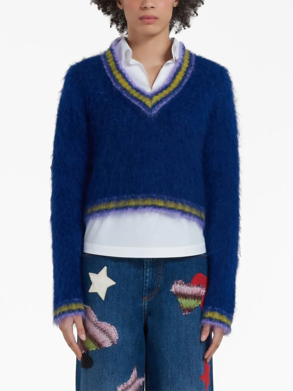 MARNI V-NECK MOHAIR-BLEND JUMPER