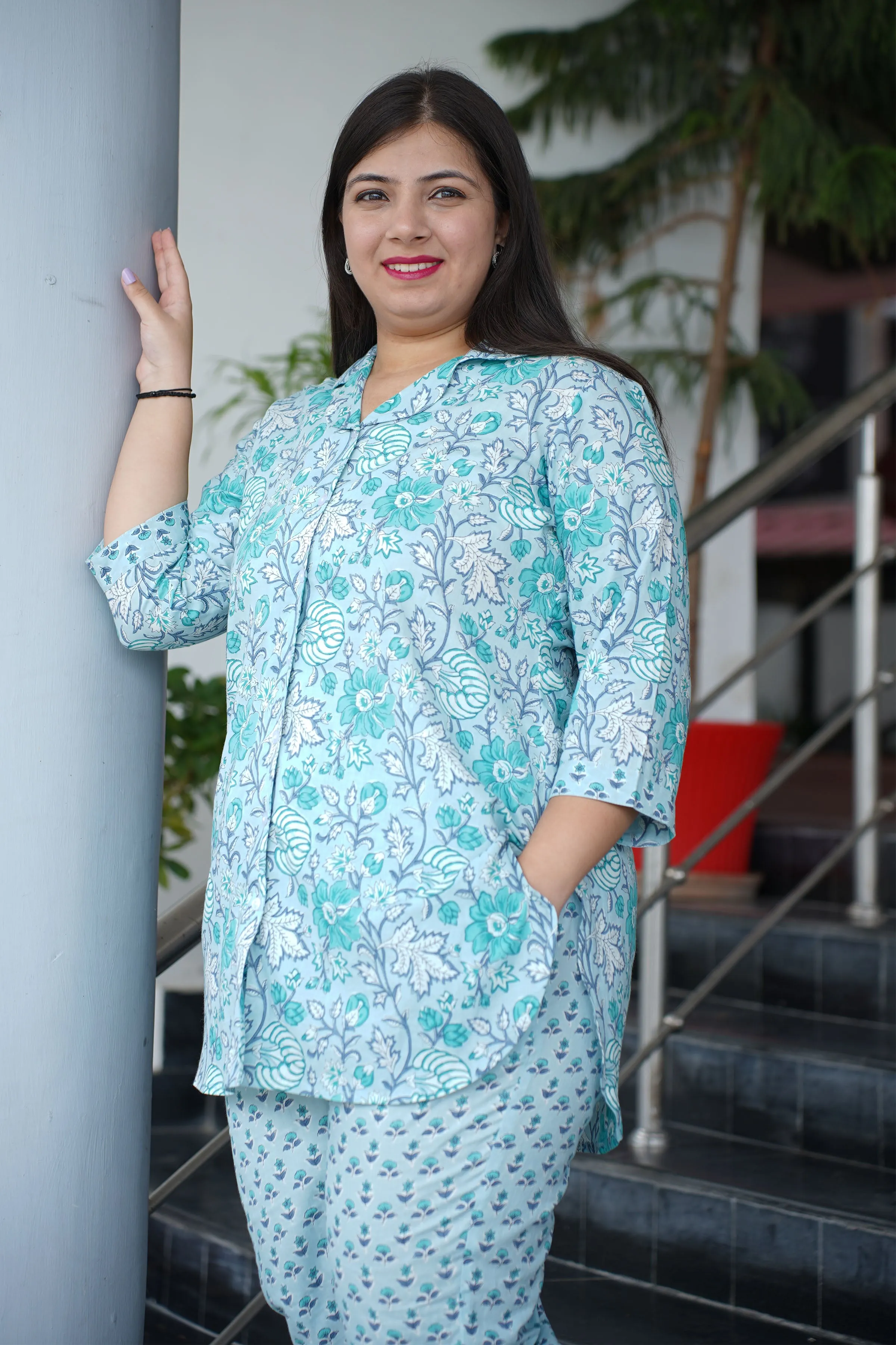 Pastel Sky Block Printed Co-ord Set