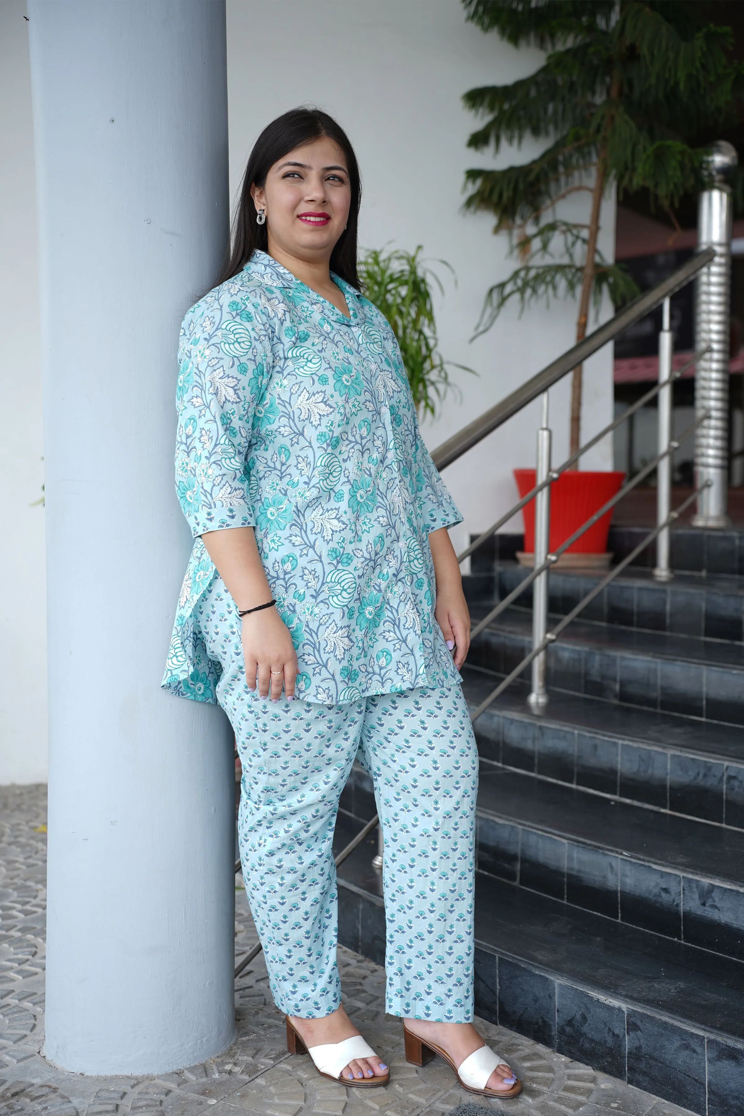Pastel Sky Block Printed Co-ord Set
