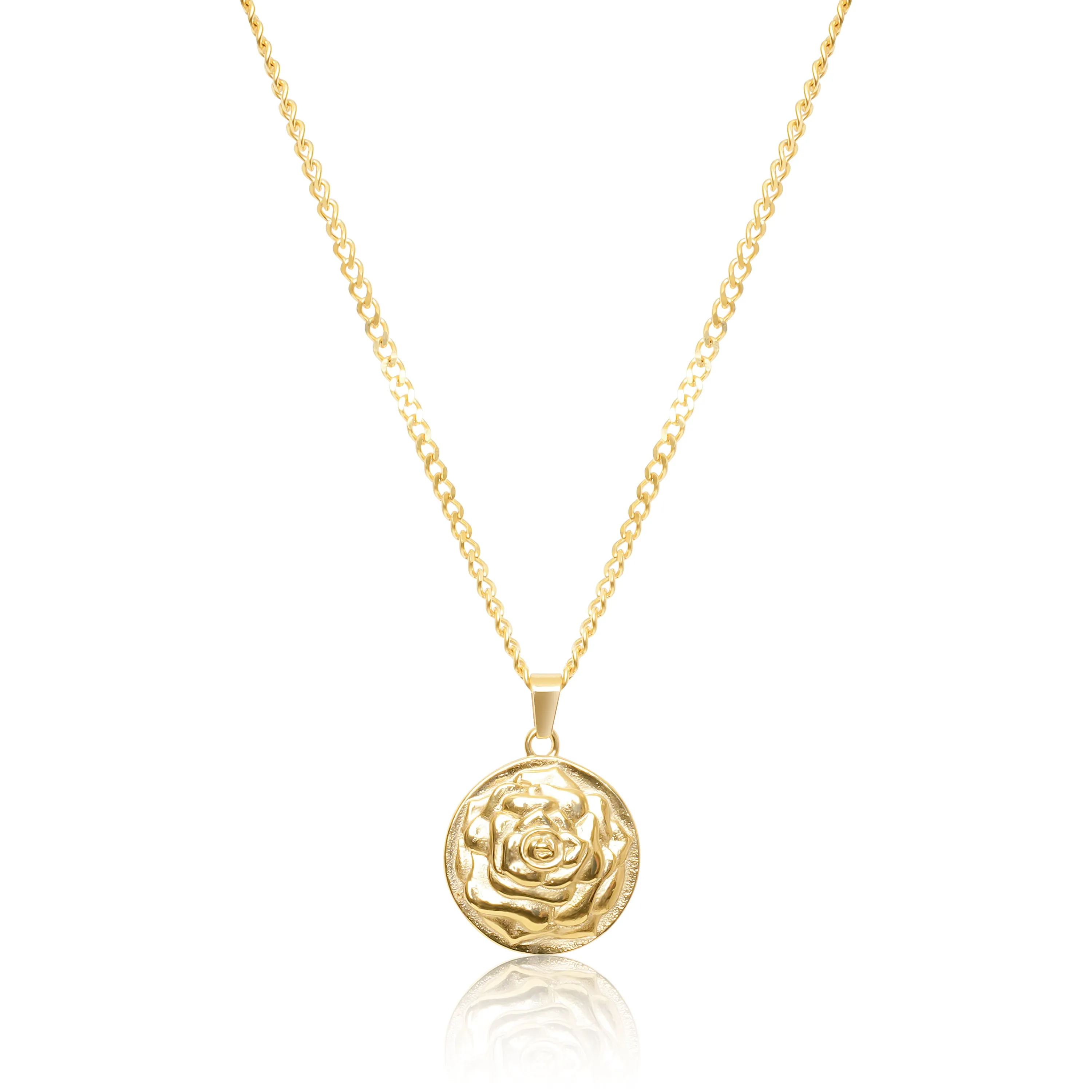 Rose Pendant Necklace - Silver / Gold